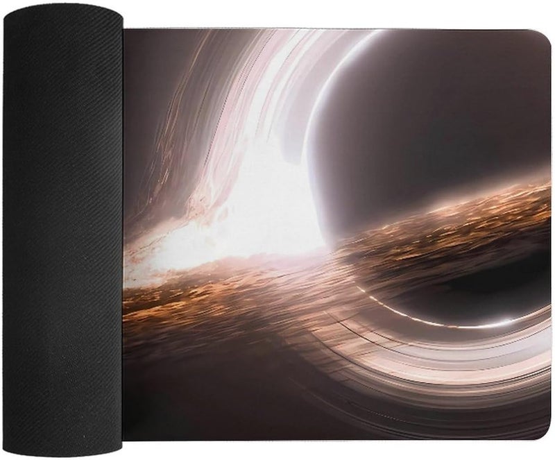 Keebik Gaming Mouse Pad, Interstellar Gargantua Black Hole Mouse Pad Large Extended Computer Mouse Mat Keyboard Full Desk Mousepad for Gaming, Office, Home 11.8x31.5Inch - Image 3