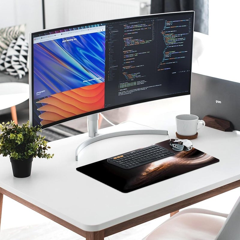 Keebik Gaming Mouse Pad, Interstellar Gargantua Black Hole Mouse Pad Large Extended Computer Mouse Mat Keyboard Full Desk Mousepad for Gaming, Office, Home 11.8x31.5Inch - Image 5