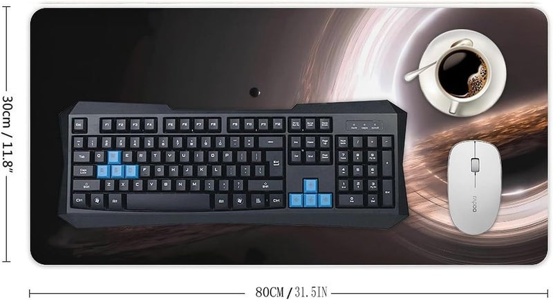 Keebik Gaming Mouse Pad, Interstellar Gargantua Black Hole Mouse Pad Large Extended Computer Mouse Mat Keyboard Full Desk Mousepad for Gaming, Office, Home 11.8x31.5Inch - Image 2