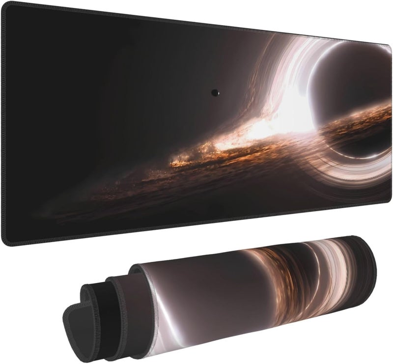 Keebik Gaming Mouse Pad, Interstellar Gargantua Black Hole Mouse Pad Large Extended Computer Mouse Mat Keyboard Full Desk Mousepad for Gaming, Office, Home 11.8x31.5Inch - Image 1