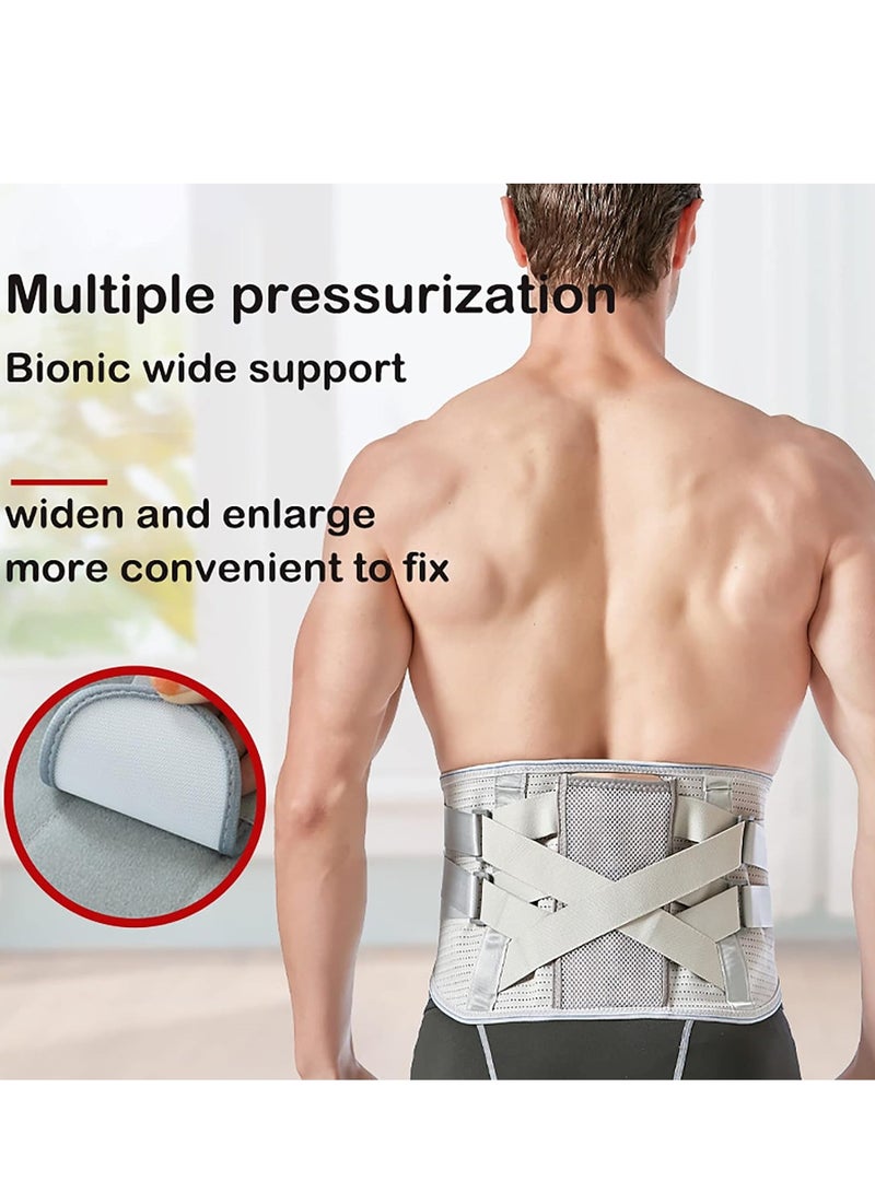 Generic Lower Back Brace Adjustable Breathable Waist Support Belt Men Women Pain Relief Comfortable Lumbar Support Brace for Daily Wear Working Exercise Herniated Disc(XXL,Grey) - Image 5