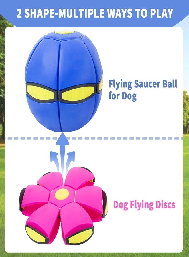 OOXYG Flying Saucer Ball - 2 Pack Dog Disc Toy for Medium Large Dogs, Outdoor Interactive Pet Toy - Blue+Pink - Image 5