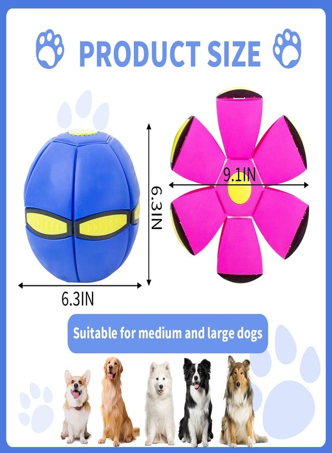 OOXYG Flying Saucer Ball - 2 Pack Dog Disc Toy for Medium Large Dogs, Outdoor Interactive Pet Toy - Blue+Pink - Image 4
