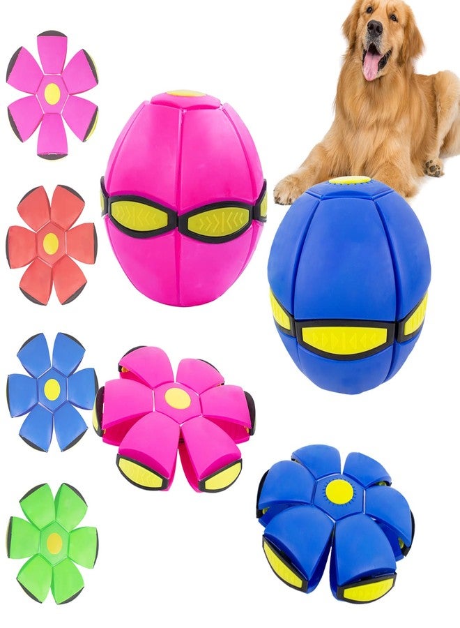 OOXYG Flying Saucer Ball - 2 Pack Dog Disc Toy for Medium Large Dogs, Outdoor Interactive Pet Toy - Blue+Pink - Image 2