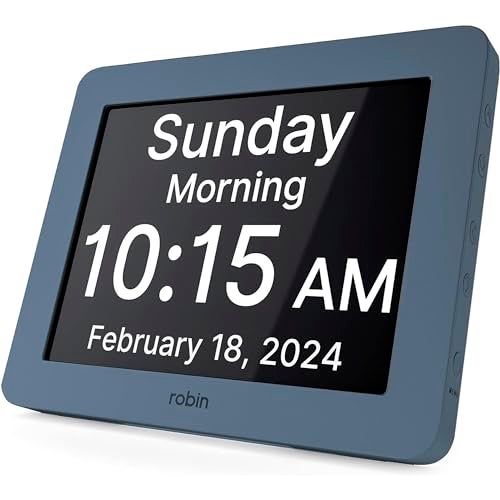 Robin Clock 2024 with Day and Date for Elderly Clocks for Seniors Dementia Clock Digital Calendar Clock Elderly Bedside Clocks Seniors Alzheimers Products Dementia Clocks Extra Large Winter Day