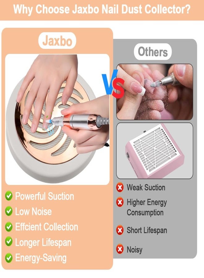 Jaxbo Nail Dust Collector with Cleaner Brush, Compact Nail Dust Collector for Beginner, Vacuum Nail Fan Dust Collector with Reusable Filter for Acrylic Nail Polishing, Salon, Home, Training Classes - Image 2