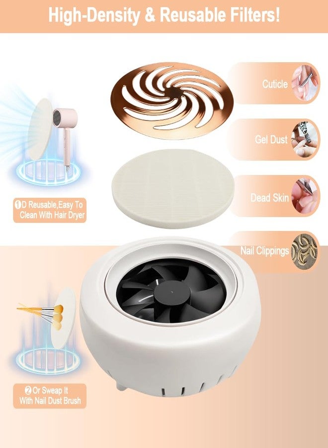 Jaxbo Nail Dust Collector with Cleaner Brush, Compact Nail Dust Collector for Beginner, Vacuum Nail Fan Dust Collector with Reusable Filter for Acrylic Nail Polishing, Salon, Home, Training Classes - Image 5