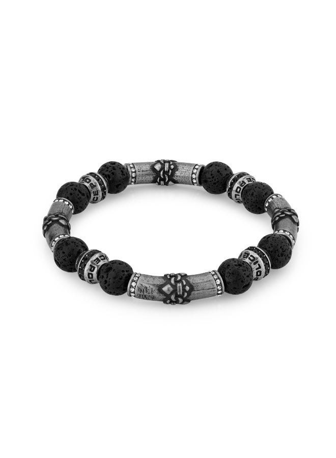 Beads Antique Silver Jet Hem Crystal Bracelet for Men