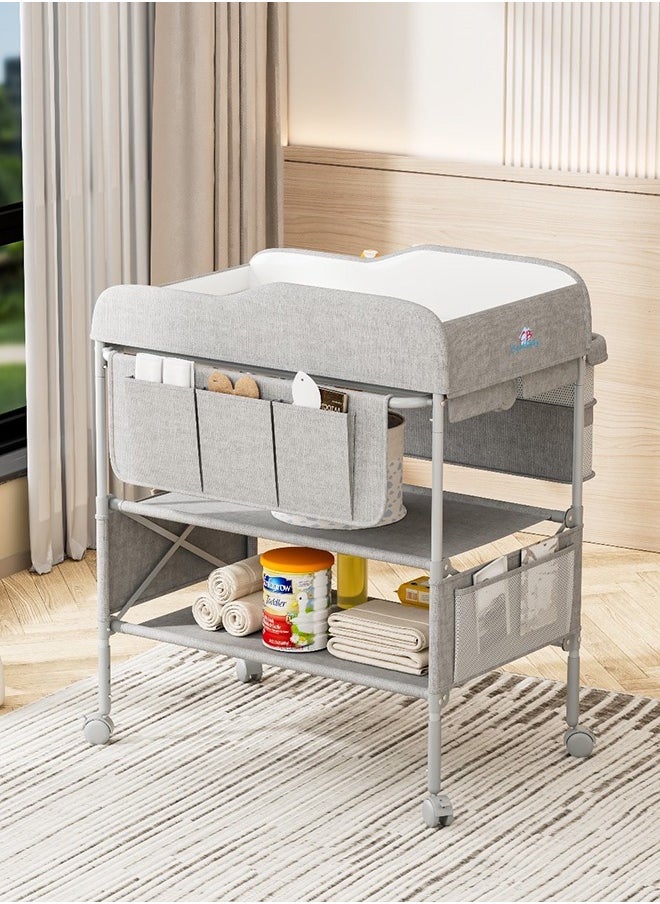 Cute Baby Portable Foldable Diaper Changing Station With Wheels, Grey  - Image 1
