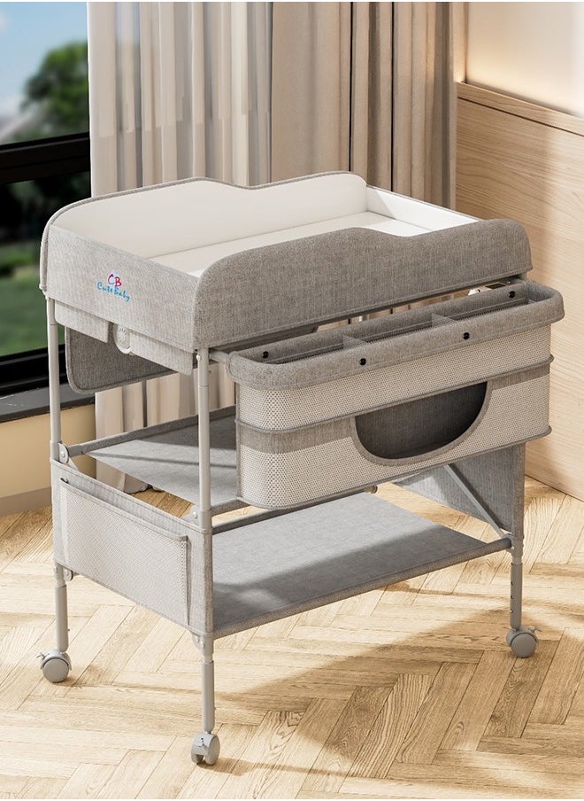 Cute Baby Portable Foldable Diaper Changing Station With Wheels, Grey  - Image 2