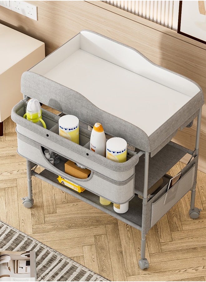 Cute Baby Portable Foldable Diaper Changing Station With Wheels, Grey  - Image 3