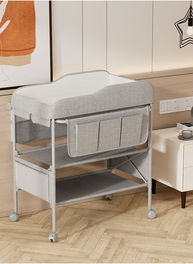 Cute Baby Portable Foldable Diaper Changing Station With Wheels, Grey  - Image 4
