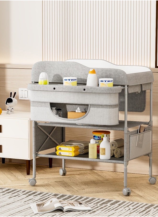 Cute Baby Portable Foldable Diaper Changing Station With Wheels, Grey  - Image 5