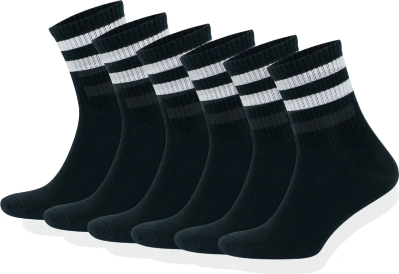 لوكس كرال Lux King Lux King Men's Women's (6 Pairs) Striped College Tennis Socks Cotton Anti-Sweat Socks