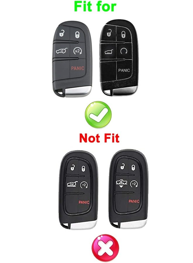 rocooart Car Key Cover Case for Jeep Grand Cherokee, Renegade Chrysler 200 300, Dodge Ram, Durango, Charger, Challenger, Journey, Dart, 5 Button Keyless Entry Remote Cover, ABS Plastic with Carbon Fiber Pattern (Red)  - Image 2