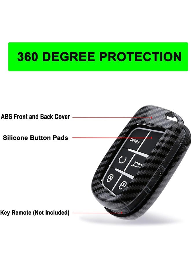 rocooart Car Key Cover Case for Jeep Grand Cherokee, Renegade Chrysler 200 300, Dodge Ram, Durango, Charger, Challenger, Journey, Dart, 5 Button Keyless Entry Remote Cover, ABS Plastic with Carbon Fiber Pattern (Red)  - Image 5