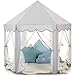 Monobeach Princess Tent Girls Large Playhouse Kids Castle Play Tent with Star Lights Gift Toy for Children Indoor and Outdoor Games 55 x 53 DxH Grey - Image 2