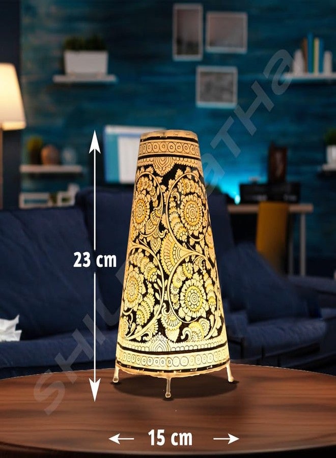 SHILP KATHA Handicraft Leather Table Lamp for Home Decoration | Handmade Side Table Lamp Shade for Bedroom Decor | Decorative Festival Gift for Living Room, Desk Décor | Flower Bliss (9 inch) - Image 3