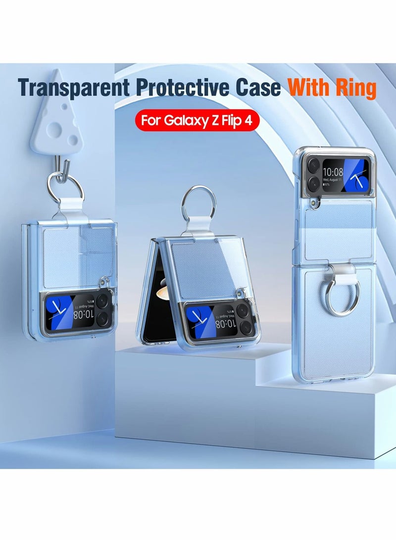 Y&D Samsung Galaxy Z Flip 4 Clear Case with Ring, Transparent All-Round for Phone Anti-Scratch Full-Body Shockproof Protective 5G (2022)-Crystal - Image 4