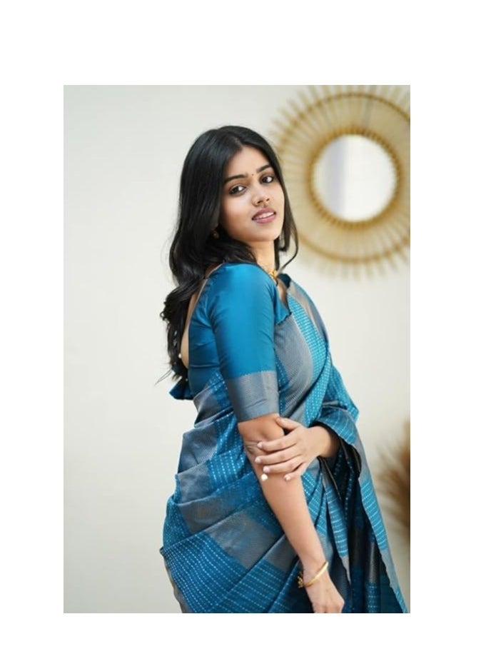 Accessorize Kingdom - Women's Banarasi Soft Silk Saree With Unstitched Blouse Piece (Free Size) - Image 1