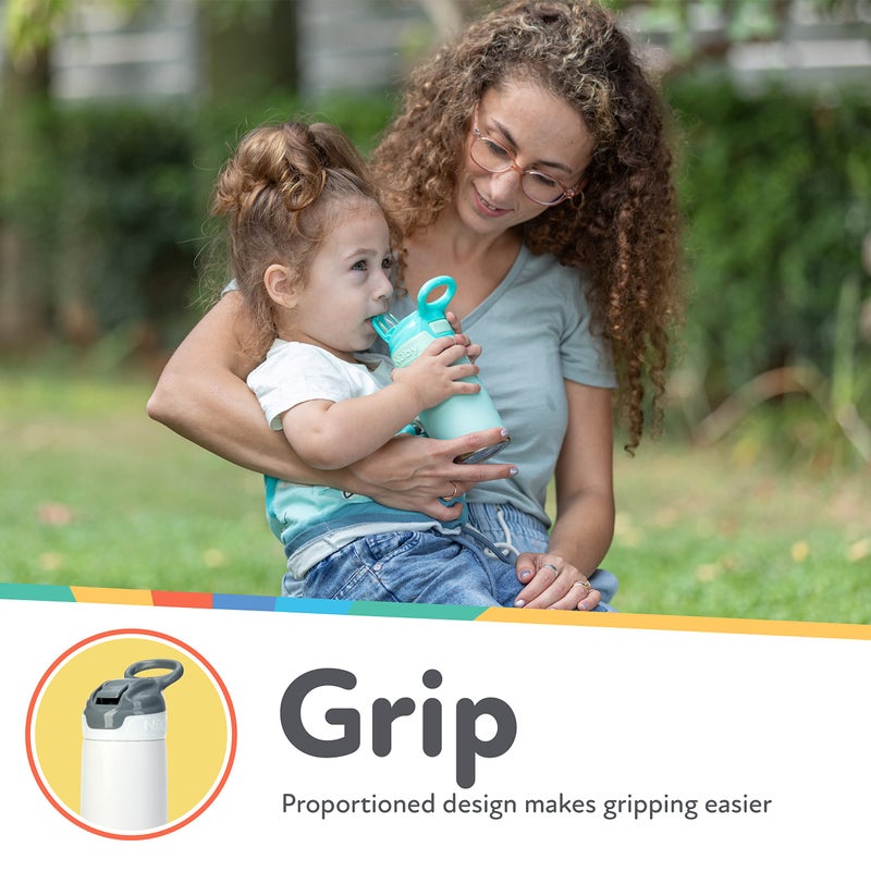 Nuby Thirsty Kids No Spill Flip-It Reflex Stainless Steel Travel Cup or Water Bottle - 10 Oz - 18+ Months - Pink - Back to School Essentials - Image 2