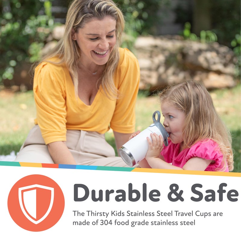 Nuby Thirsty Kids No Spill Flip-It Reflex Stainless Steel Travel Cup or Water Bottle - 10 Oz - 18+ Months - Pink - Back to School Essentials - Image 5