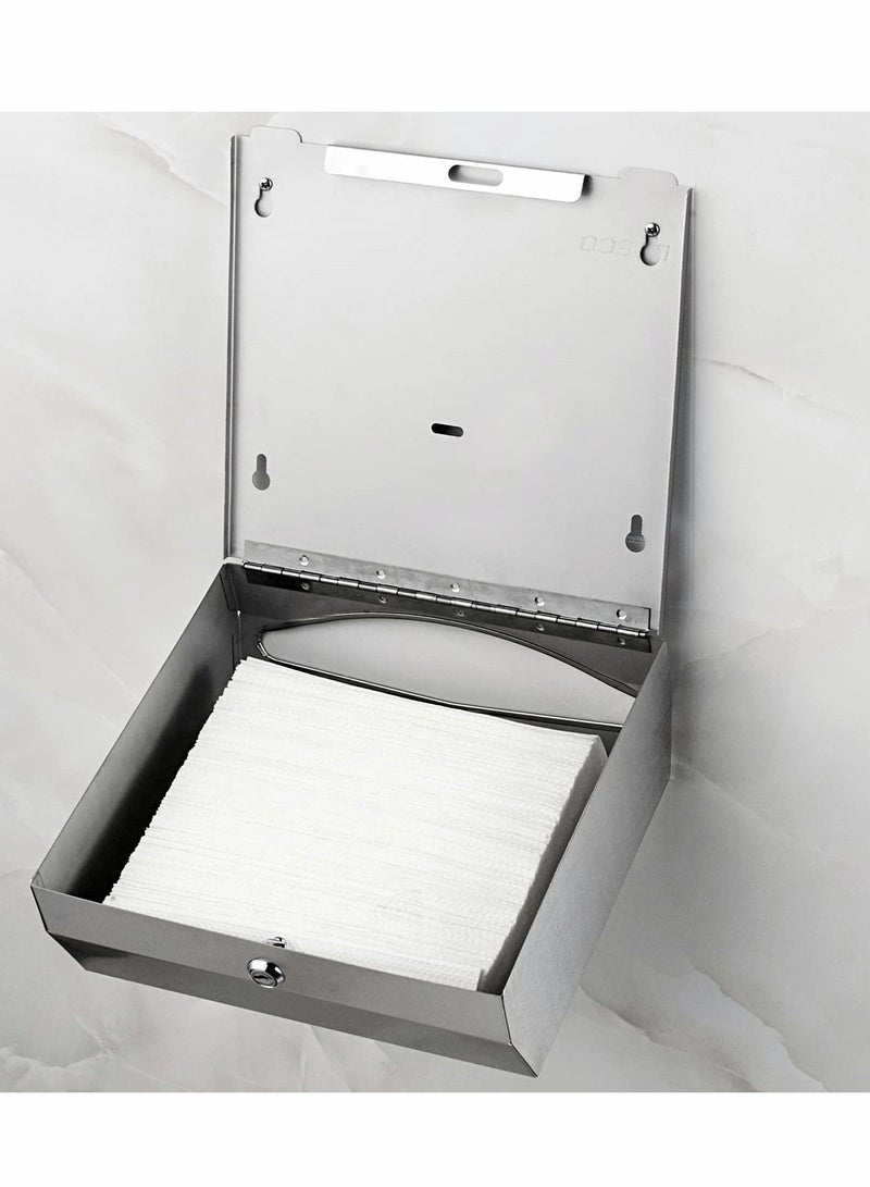 موزع مناشف ورقية تجاري مثبت على الحائط، موزع مناشف يد حمام من الفولاذ المقاوم للصدأ المصقول بتصميم قفل، سعة كبيرة، فولاذ مقاوم للصدأ 304 حقيقي، متعدد الطيات - Image 3