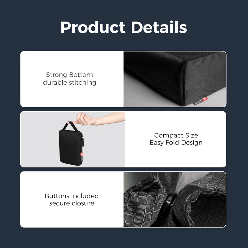 pack all 16L Lightweight Packable Tote Bag, Water Resistant Foldable Grocery Bag, Reusable Shopping Bag (Black) - Image 5
