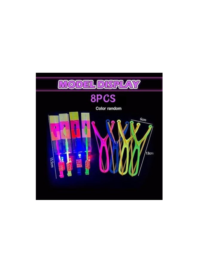 8PCS LED Helicopter Catapult Flying Toys | Party Return Gifts for Kids | Outdoor Camping Party Favors | Fun Slingshot Rocket Helicopter Toy for Boys & Girls  - Image 1