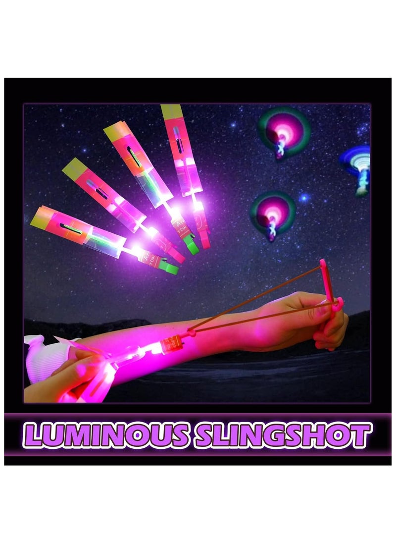 8PCS LED Helicopter Catapult Flying Toys | Party Return Gifts for Kids | Outdoor Camping Party Favors | Fun Slingshot Rocket Helicopter Toy for Boys & Girls  - Image 4