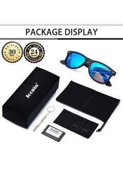 Joopin Unisex Sunglasses Polarized Uv Protection Trendy Square Shades For Men Women Retro Designer Sun Glasses Shady Rays Sunnies (Blue Mirrored)  - Image 5