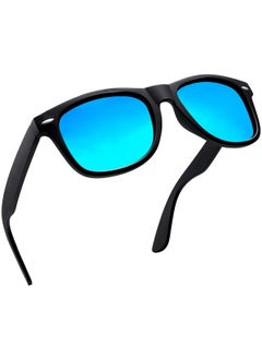 Joopin Unisex Sunglasses Polarized Uv Protection Trendy Square Shades For Men Women Retro Designer Sun Glasses Shady Rays Sunnies (Blue Mirrored)  - Image 1