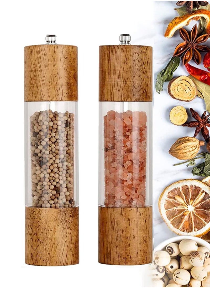 Arabest Salt and Pepper Grinder Set, Manual Salt and Pepper Mills- Wooden Pepper Shakers with Adjustable Ceramic Core (Pack of 2)  - Image 1