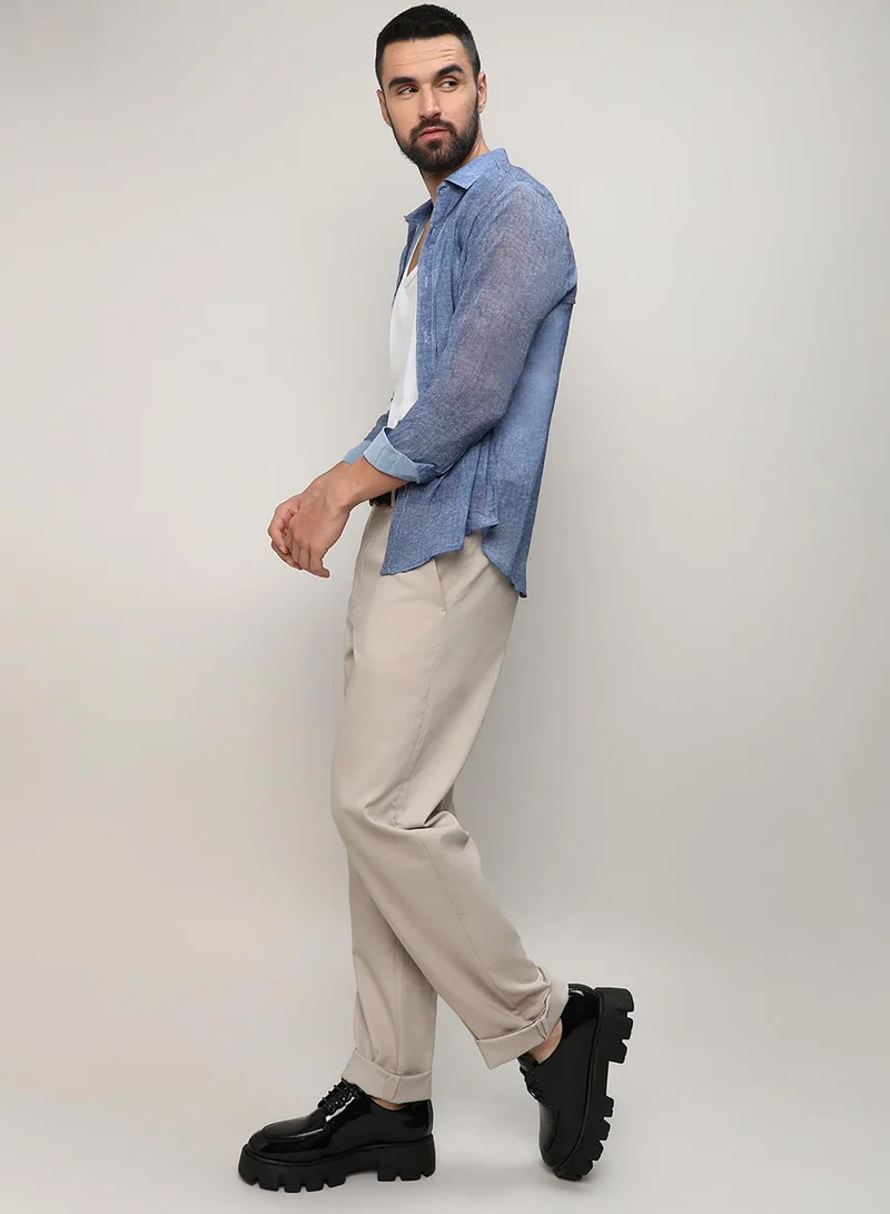 كامبوس سوترا Men's Prussian Blue Gauzy Heathered Shirt