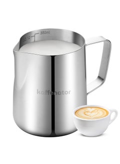 kaffenator kaffenator Stainless Steel Milk Frothing Pitcher, 12 ounce (350 ml), Frother Jug for Espresso Machine Coffee Cappuccino Latte Art  - Image 1
