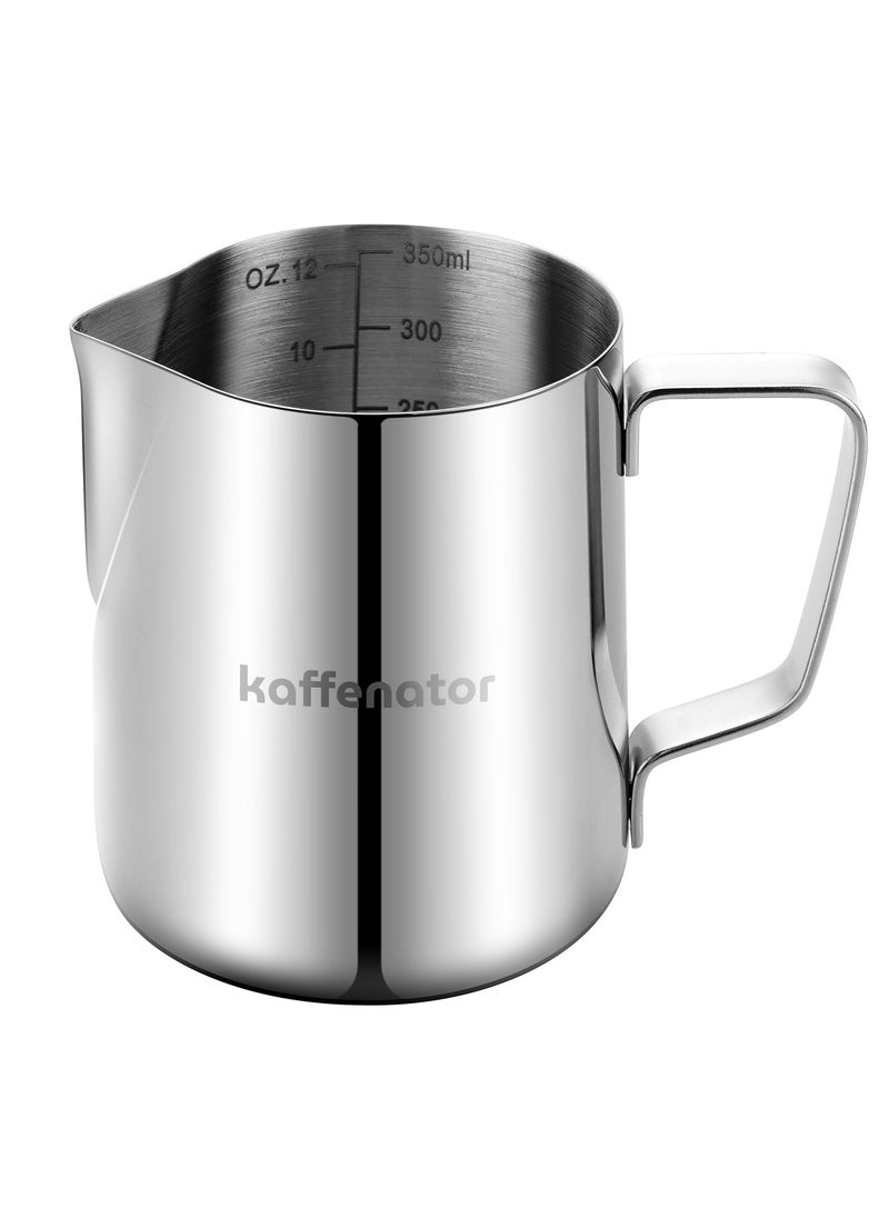 kaffenator - kaffenator Stainless Steel Milk Frothing Pitcher, 12 ounce (350 ml), Frother Jug for Espresso Machine Coffee Cappuccino Latte Art - Image 1
