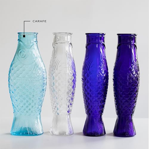 Serax Glass Water Pitcher | Fish & Fish glassware by Paola Navone | Wine Carafe Decanter 28.74 fl oz | Clear Light Blue Bottle Container, hot or cold Drinks | Beverage Dispenser | Suitable as Vase - Image 4