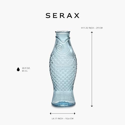 Serax Glass Water Pitcher | Fish & Fish glassware by Paola Navone | Wine Carafe Decanter 28.74 fl oz | Clear Light Blue Bottle Container, hot or cold Drinks | Beverage Dispenser | Suitable as Vase - Image 2