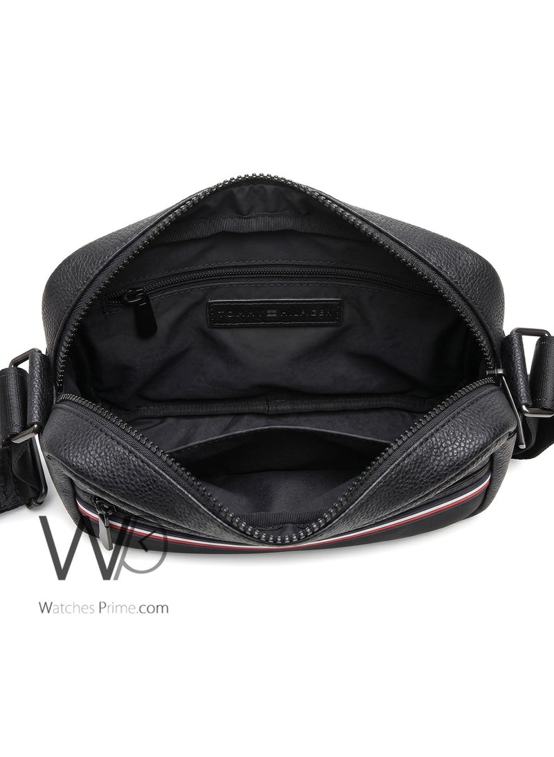 Tommy Icons Tommy Hilfiger Men's Black Pebbled Monogram Reporter Bag - Image 5