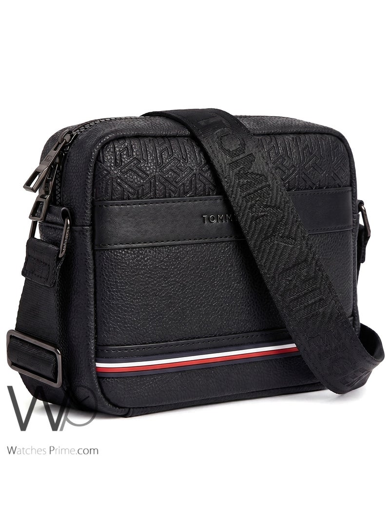 Tommy Icons Tommy Hilfiger Men's Black Pebbled Monogram Reporter Bag - Image 2