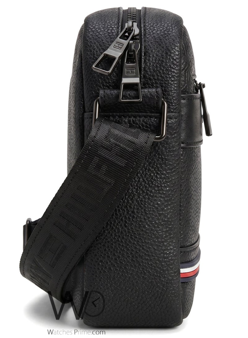 Tommy Icons Tommy Hilfiger Men's Black Pebbled Monogram Reporter Bag - Image 4