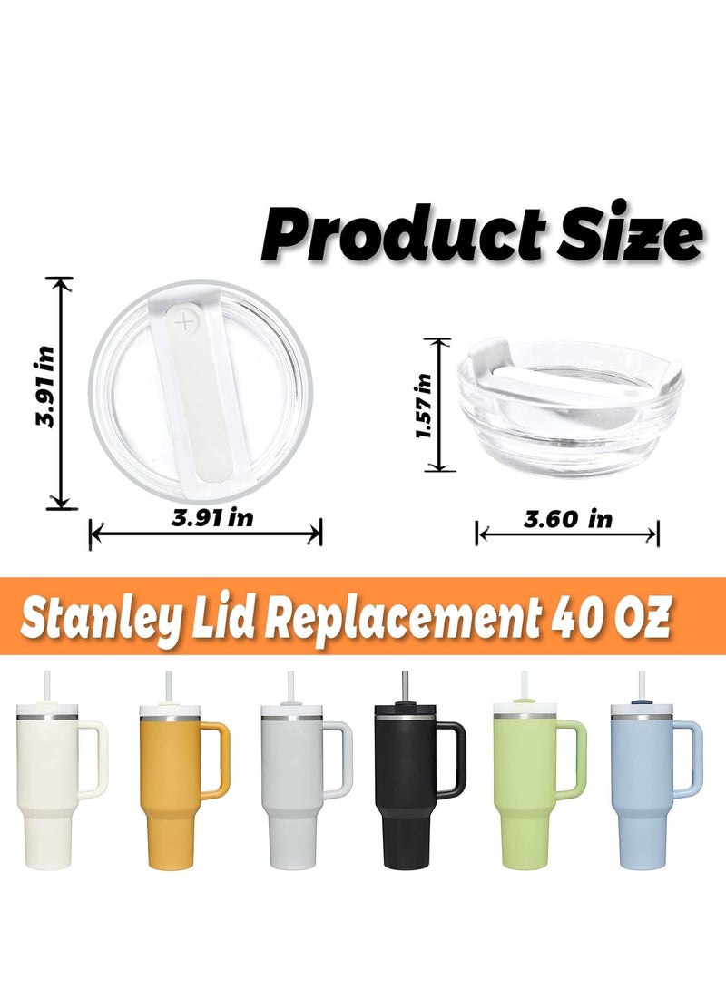 اغطية اكواب بديلة مناسبة لكوب ستانلي بسعة 40 اونصة، اغطية بديلة مناسبة لكوب السفر ستانلي ادفنتشر كوينشر 40 اونصة، غطاء شفاف مقاوم للانسكاب لملحقات اكواب ستانلي، قطعتين (شفاف-ابيض) - Image 2