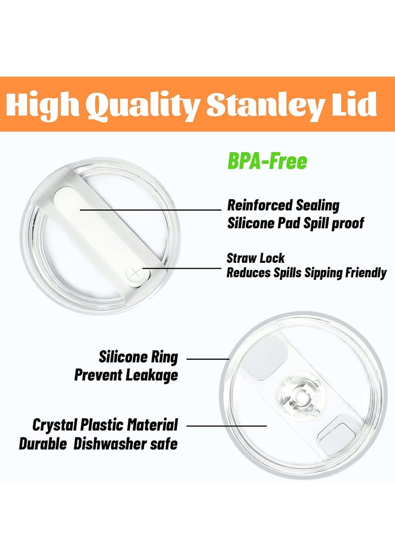 اغطية اكواب بديلة مناسبة لكوب ستانلي بسعة 40 اونصة، اغطية بديلة مناسبة لكوب السفر ستانلي ادفنتشر كوينشر 40 اونصة، غطاء شفاف مقاوم للانسكاب لملحقات اكواب ستانلي، قطعتين (شفاف-ابيض) - Image 4