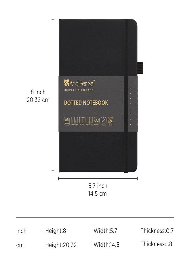 &And Per Se ⩓ Per Se A5 Hardcover Dotted Notebook Kit for Beginners - 176 Numbered Pages, 100gsm Thick Paper, Includes Stencils & Fineliner Pen | Leather Bullet Journal with Templates, Lay Flat Design, Premium - Image 2