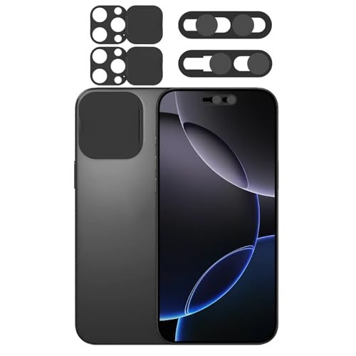 EYSOFT Privacy Cover Compatible for iPhone 16 Pro/16 Pro Max with Front Camera Cover,Protect Privacy and Security,Open/Close Face Recogition Anti-Spy Camera Cover, Easy-Adhesive Design-2Pack Black - Image 1