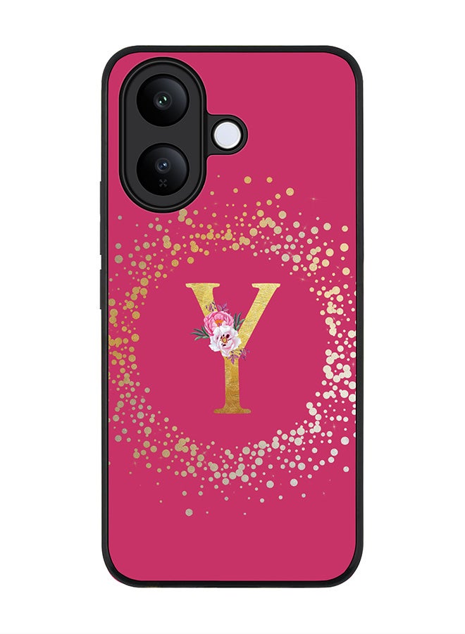For vivo V60 Lite 5G / V60 Lite 4G Case,Slim fit Camera Protection, Shockproof Thin Phone cover  - Custom Monogram Floral - Y ( Deep Pink )