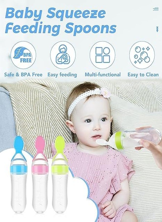 TrifleArte Silicon Spoon Squeeze Feeder | Baby Food Feeder Bottle | Feeding Spoons | Baby Feeding Supplies | Food Dispensing Spoon for Toddlers | Baby Feeders for Baby Food/Assorted Color/Pack of 3 - Image 4