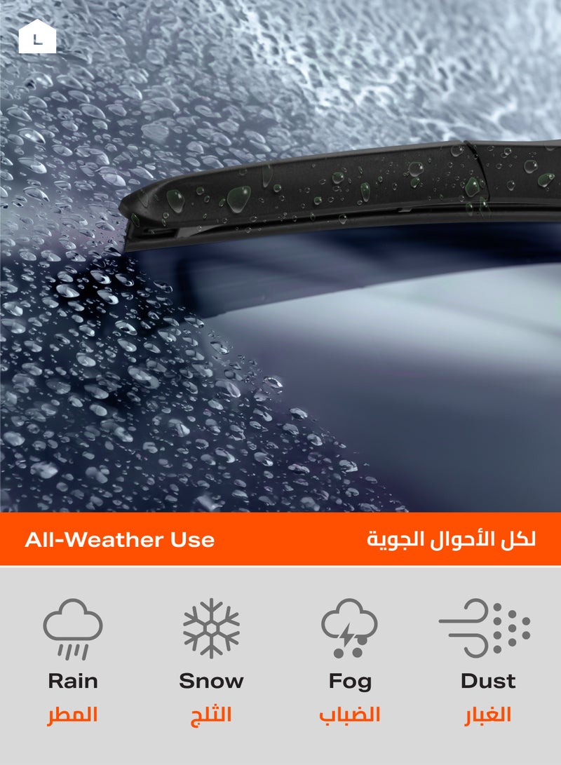 Rubber Wiper Blades with Iron Bracket - 2 Piece, 16inch - Boneless Frameless Windshield Wiper Replacement, Quiet Streak-Free All Weather Automotive Wiper Blade - Ideal for Front u0026 Rear Use - Image 5