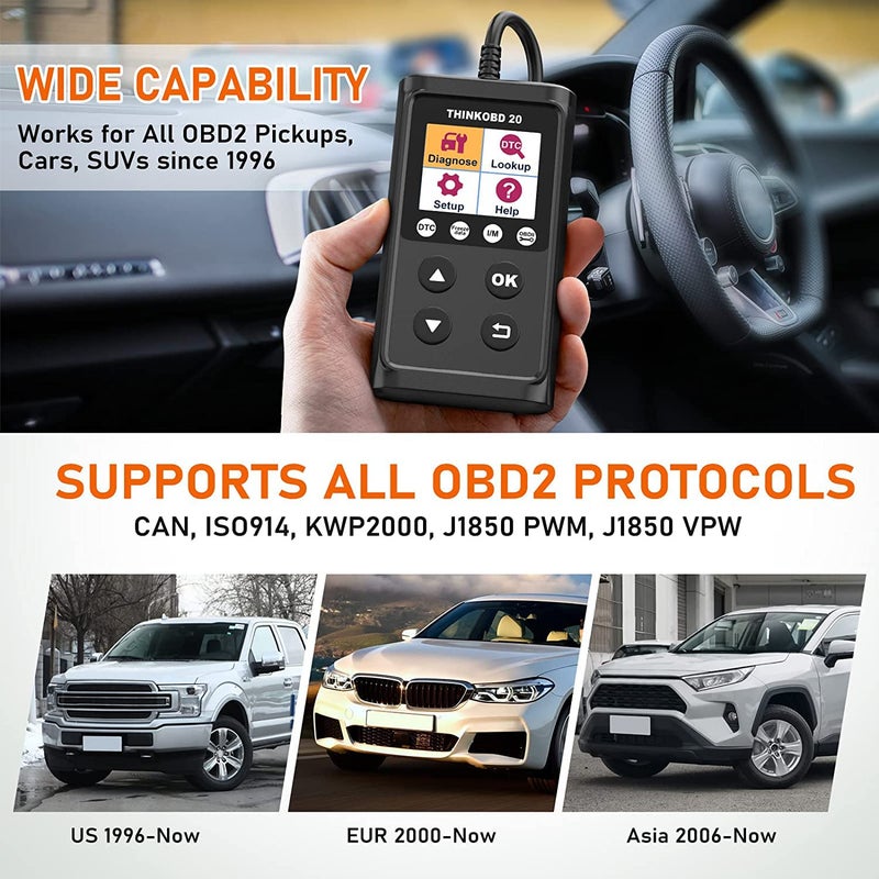 THINKCAR OBD2 Scanner ThinkOBD 20 Code Reader, Clear Engine Fault Light, OBD Reader with Reset EVAP/O2 Sensor Test I/M Readiness Live Data Diagnostic Scan Tool for All OBDII Cars Since 1996 - Image 4
