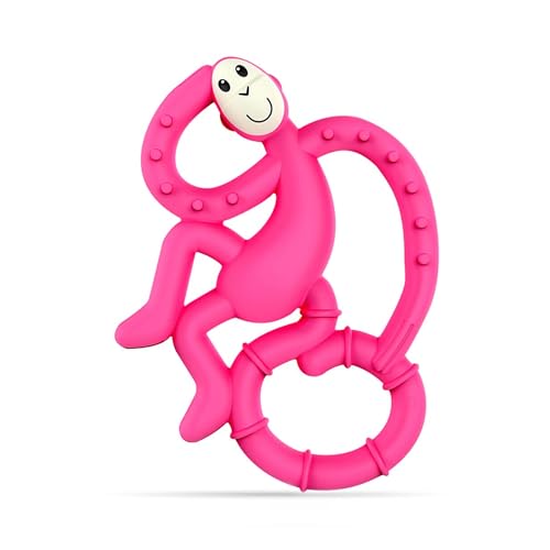 Matchstick Monkey Silicone Mini Teether Gel Applicator Silicone Baby Teether EasytoGrip BPAFree Supports SelfSoothing Early Brushing 3 Months 4 Inches Pink - Image 1